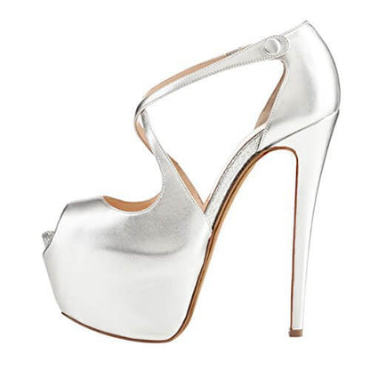 Cross Front Platform Heels