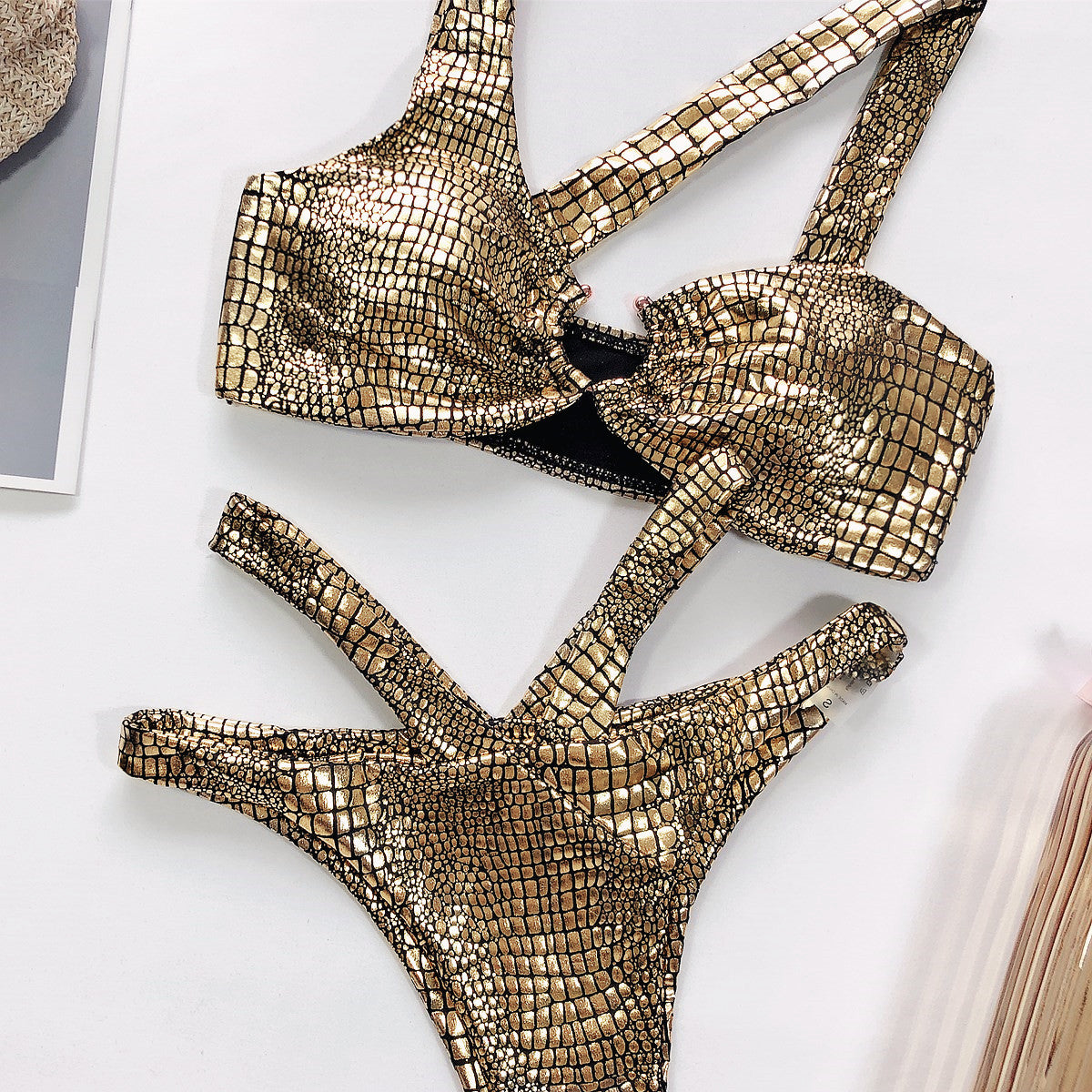 Snake Pattern V Ring Swimwear