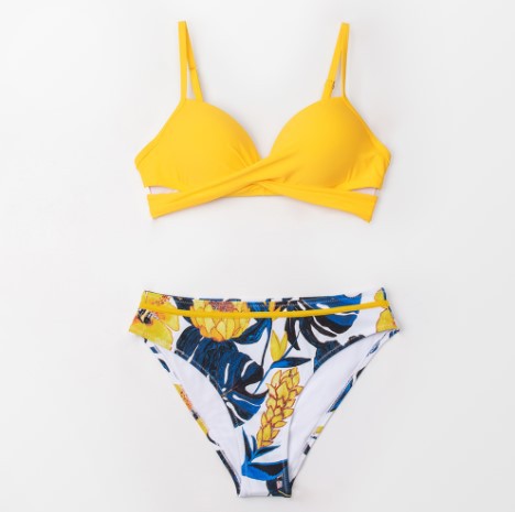 Sexy Thong Two-Piece Swimsuit Yellow