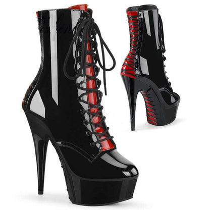 Black on Red Platform Heels