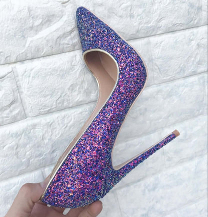 Purple Sequin High Heels