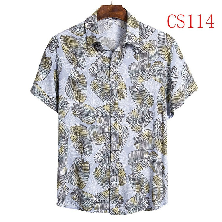 Hawaiian Floral Button Shirt - Leaf