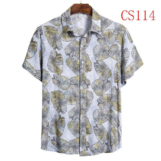 Hawaiian Floral Button Shirt - Leaf