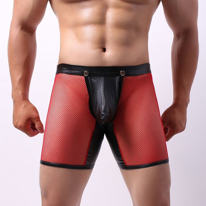 Drop Button Long Mesh Boxer Brief