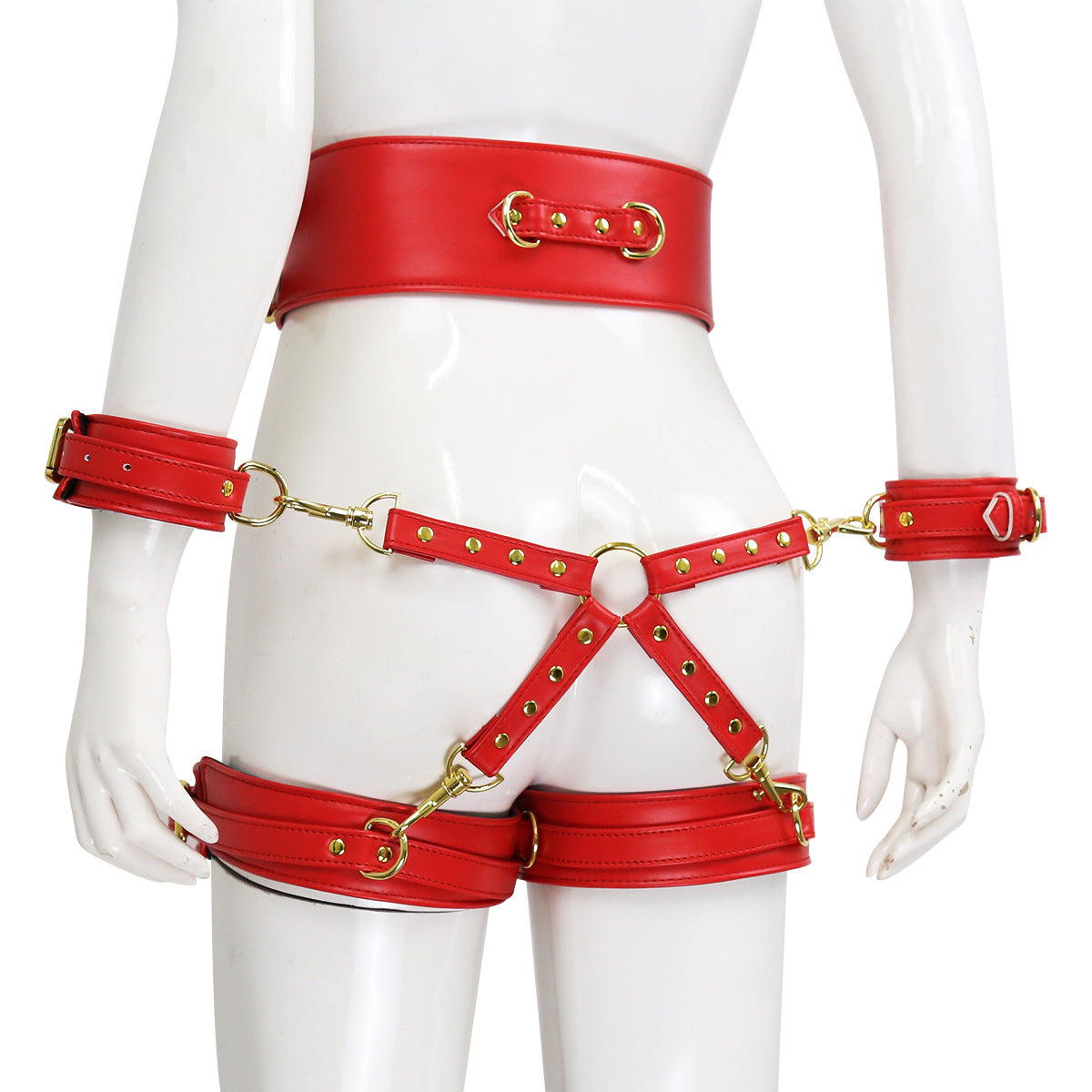 Leather Handcuffs Leg Harness