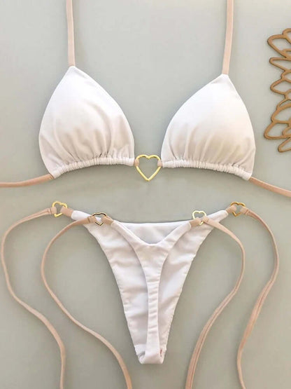 Heart Of Gold Bikini Suit Low Waist Lace-up