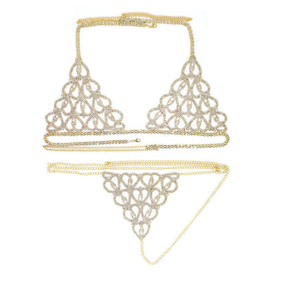 Only Love Rhinestone Luxury Lingerie Set - Body Chain