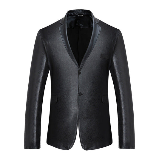 Men's Solid Two Button Suit Jacket - Black