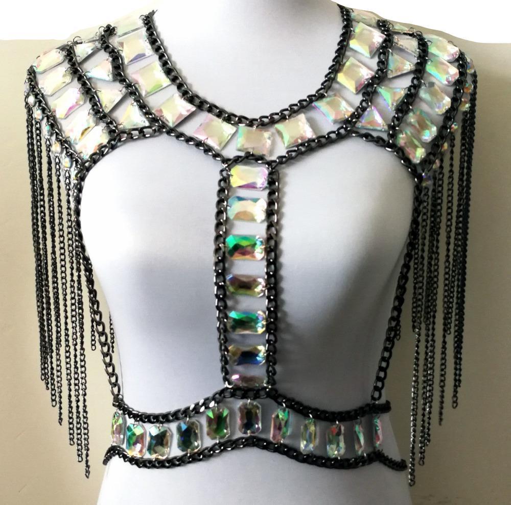 Festival Gem Bead Chain Crop Top