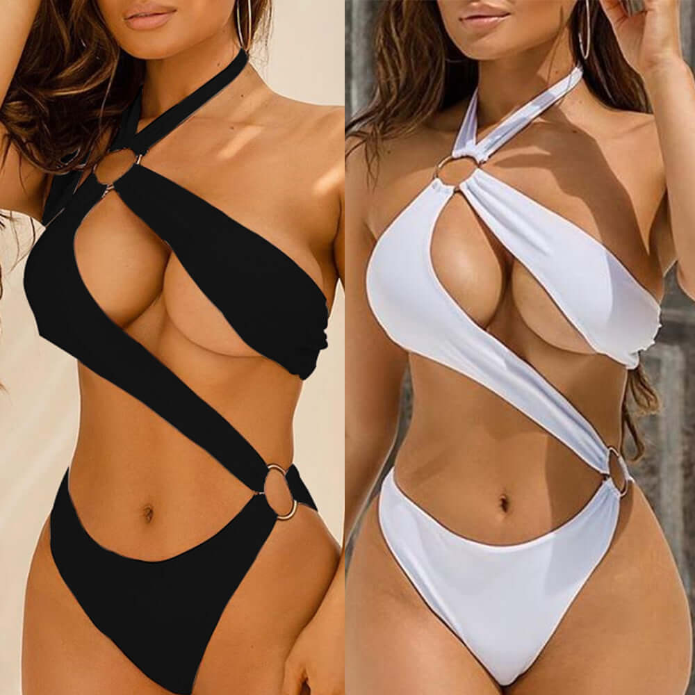 Sexy Steel Circle Cross Bust Bikini