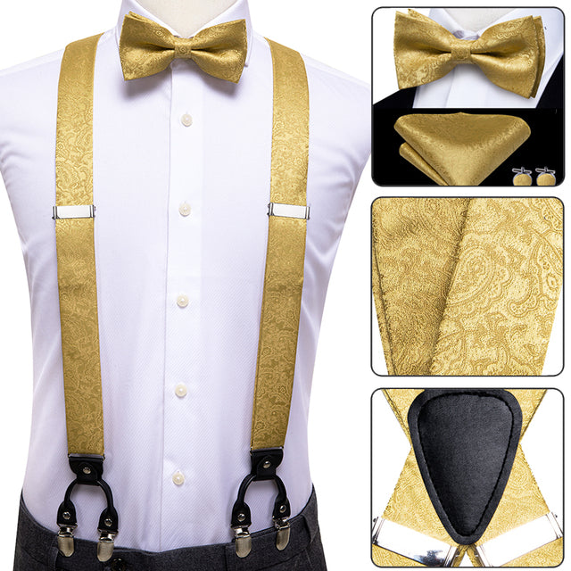 Silk Suspender Set with Cufflinks, Pocket Square and Bowtie