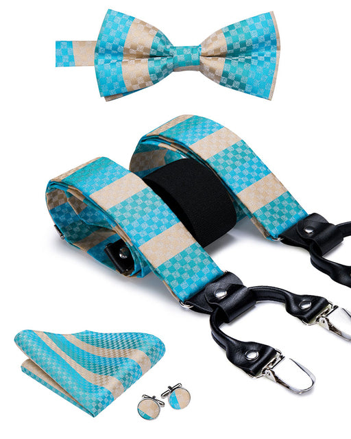 Silk Suspender Set with Cufflinks, Pocket Square and Bowtie