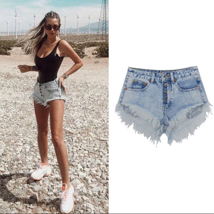 Breeze High Waist Washed Denim Shorts