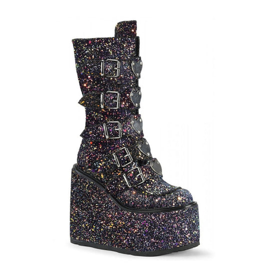 Black Cosmic Festival Platform Boots