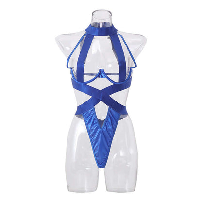 Royal Blue Sexy Choker Bodysuit