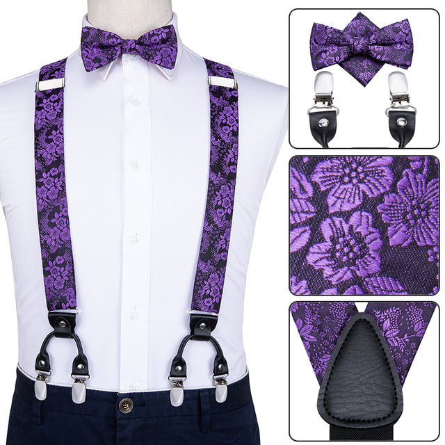 Silk Suspender Set with Cufflinks, Pocket Square and Bowtie