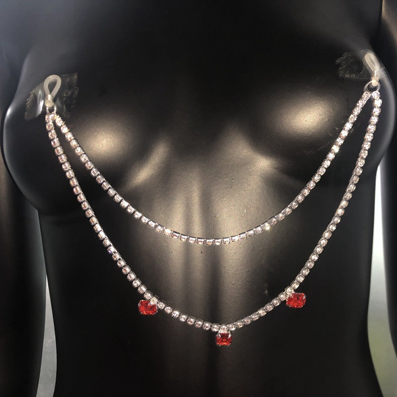 Rhinestone Nipple Body Chain