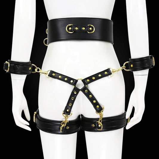 Leather Handcuffs Leg Harness