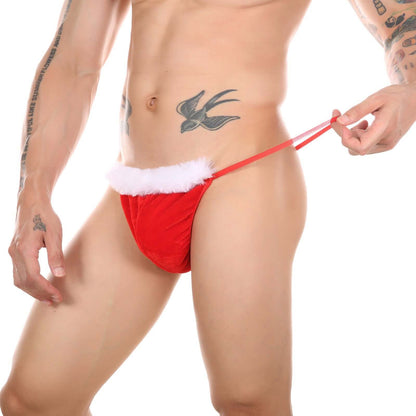 Men's Christmas Spoof T-shaped Panties Plush Cloth