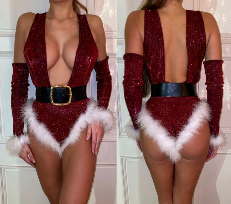 Deep V Ms. Claus Set