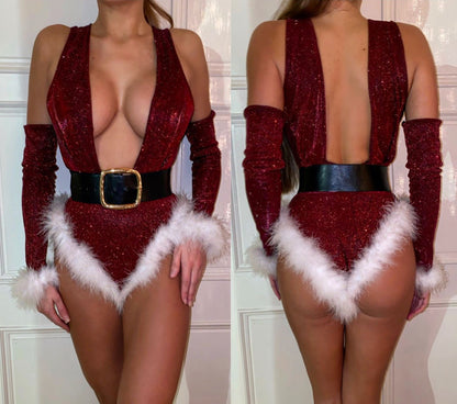 Deep V Ms. Claus Set