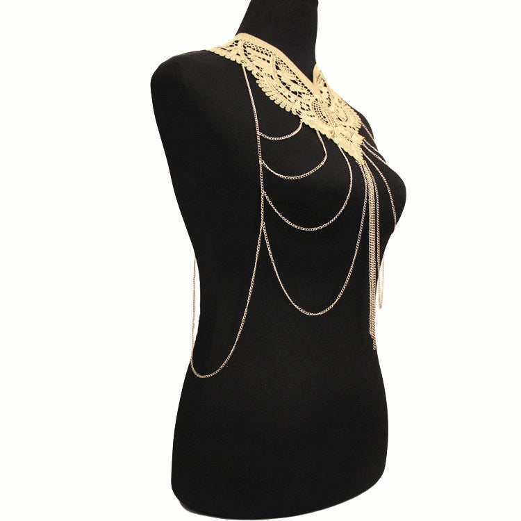 Golden Laced Collar Body Chain