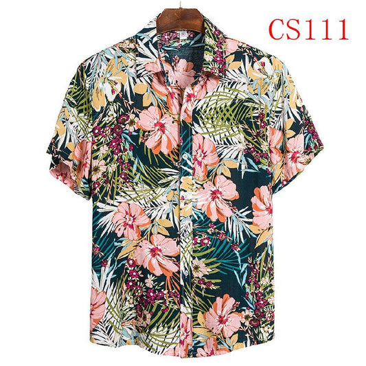 Hawaiian Floral Button Shirt - Pink Floral