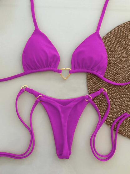 Heart Of Gold Bikini Suit Low Waist Lace-up