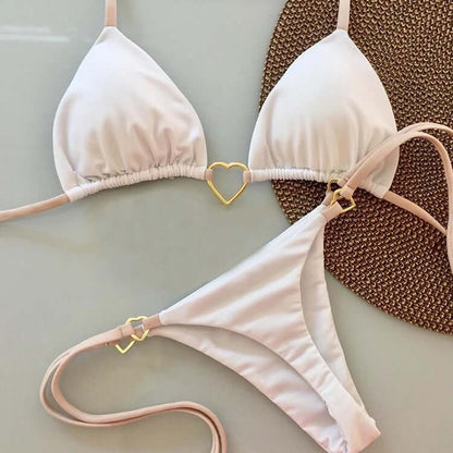 Heart Of Gold Bikini Suit Low Waist Lace-up
