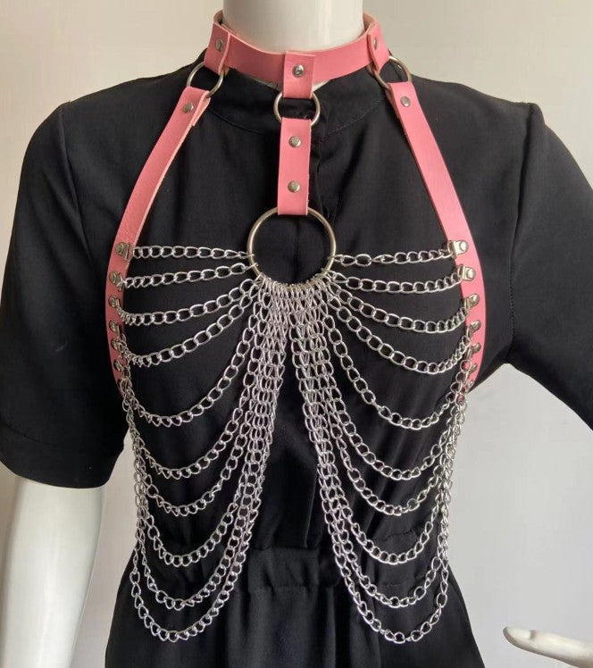 Pink Double Lead O-Ring Chest Chain