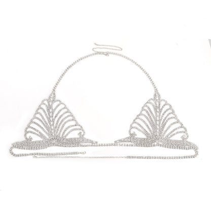 Dazzling Butterfly Rhinestone Body Chain Bra & Thong Set