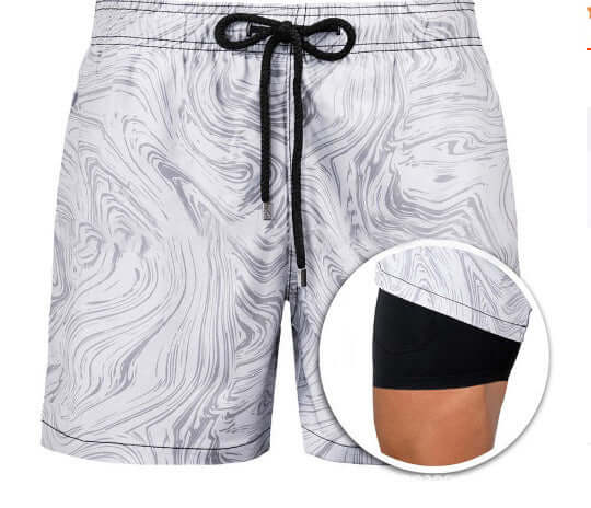Patterned Double Layer Swim Shorts