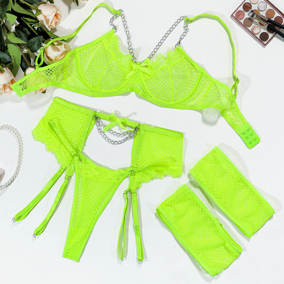 Mesh Illusion Butterfly Four-piece Set