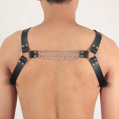 Men's Bondage Leather Chain Harness