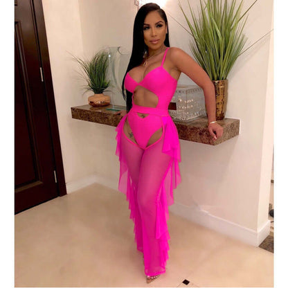 Sexy Mesh Pant Suit