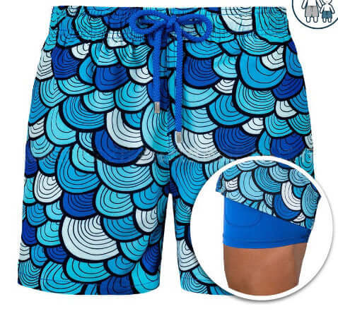 Patterned Double Layer Swim Shorts