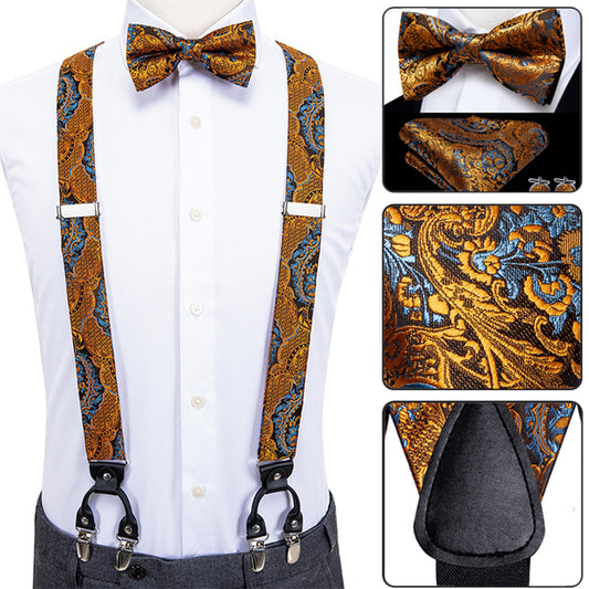 Silk Suspender Set with Cufflinks, Pocket Square and Bowtie