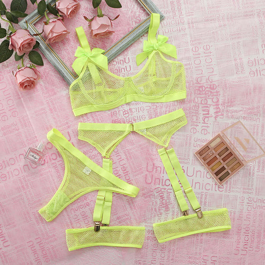 Green Neon Bow Tie Mesh Set.