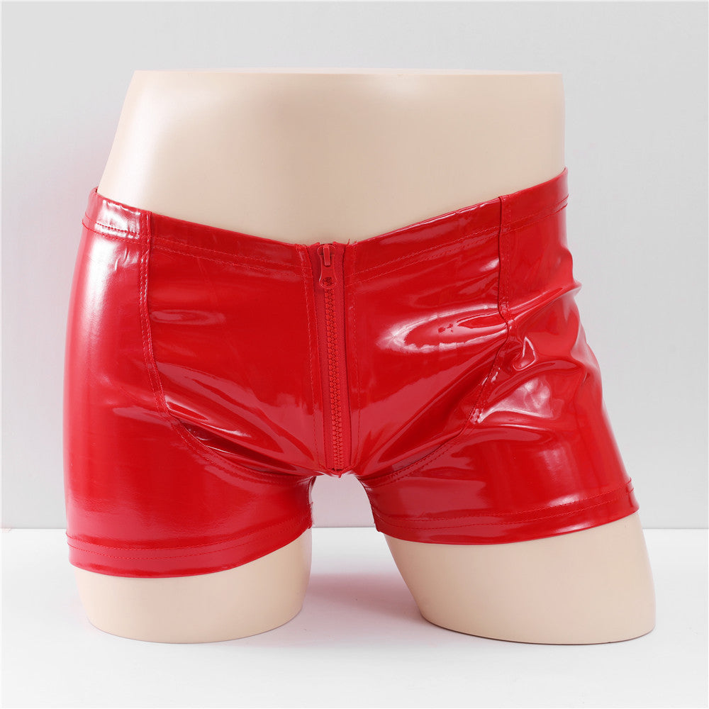 PU Zip Front Leather Shorts