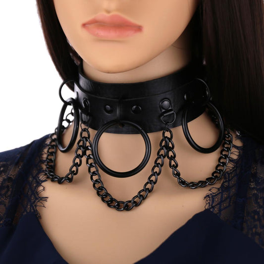 Punk Leather Chain Necklace