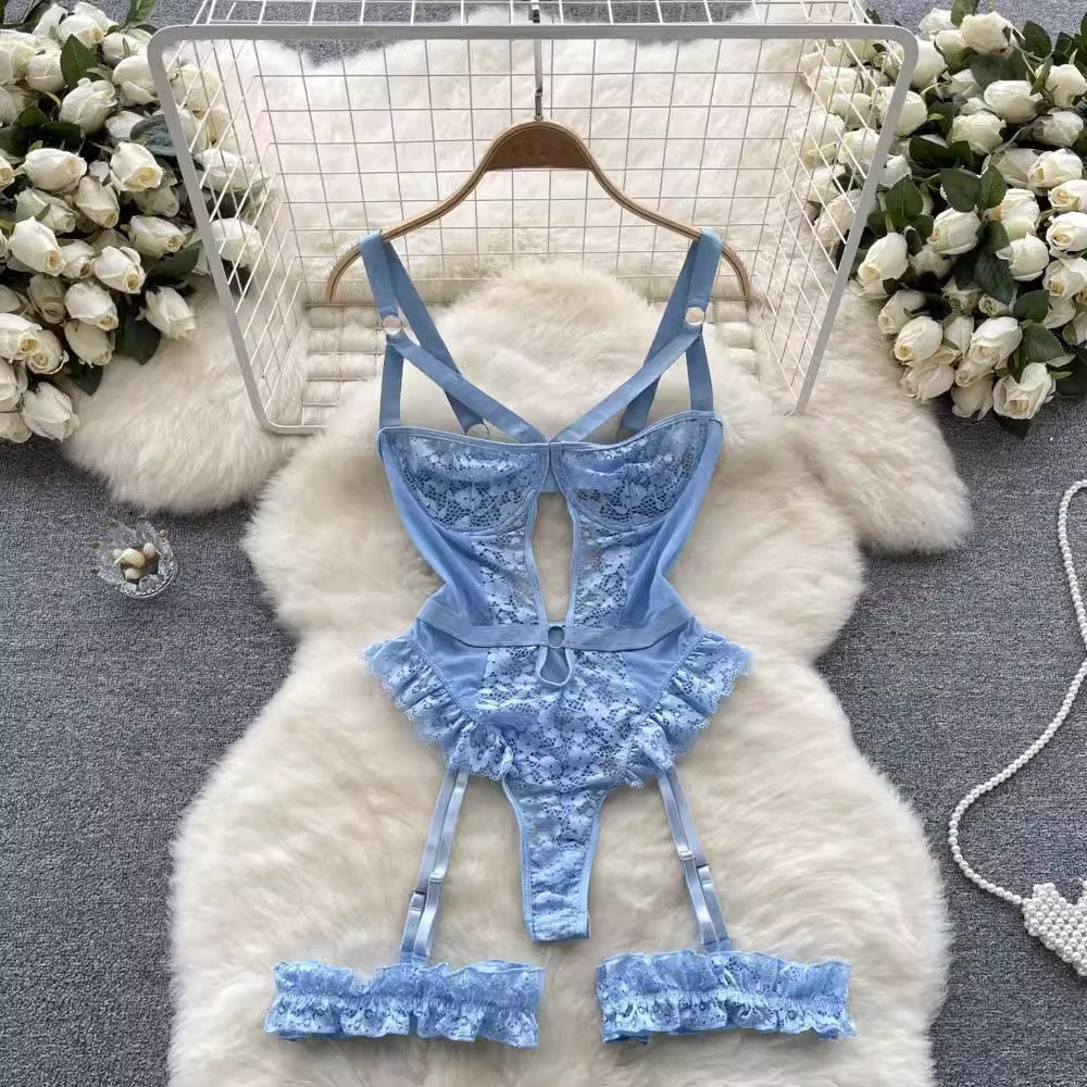 Plush Lace Plunging Neck Bodysuit