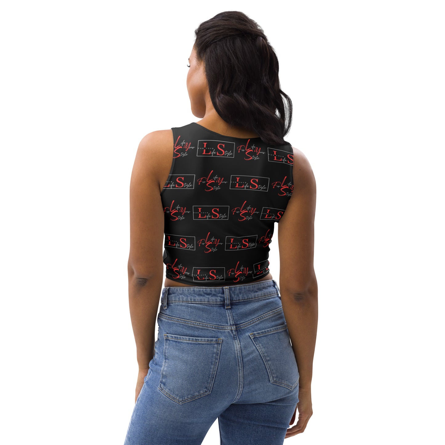 FYLS Black Repeat Crop Top