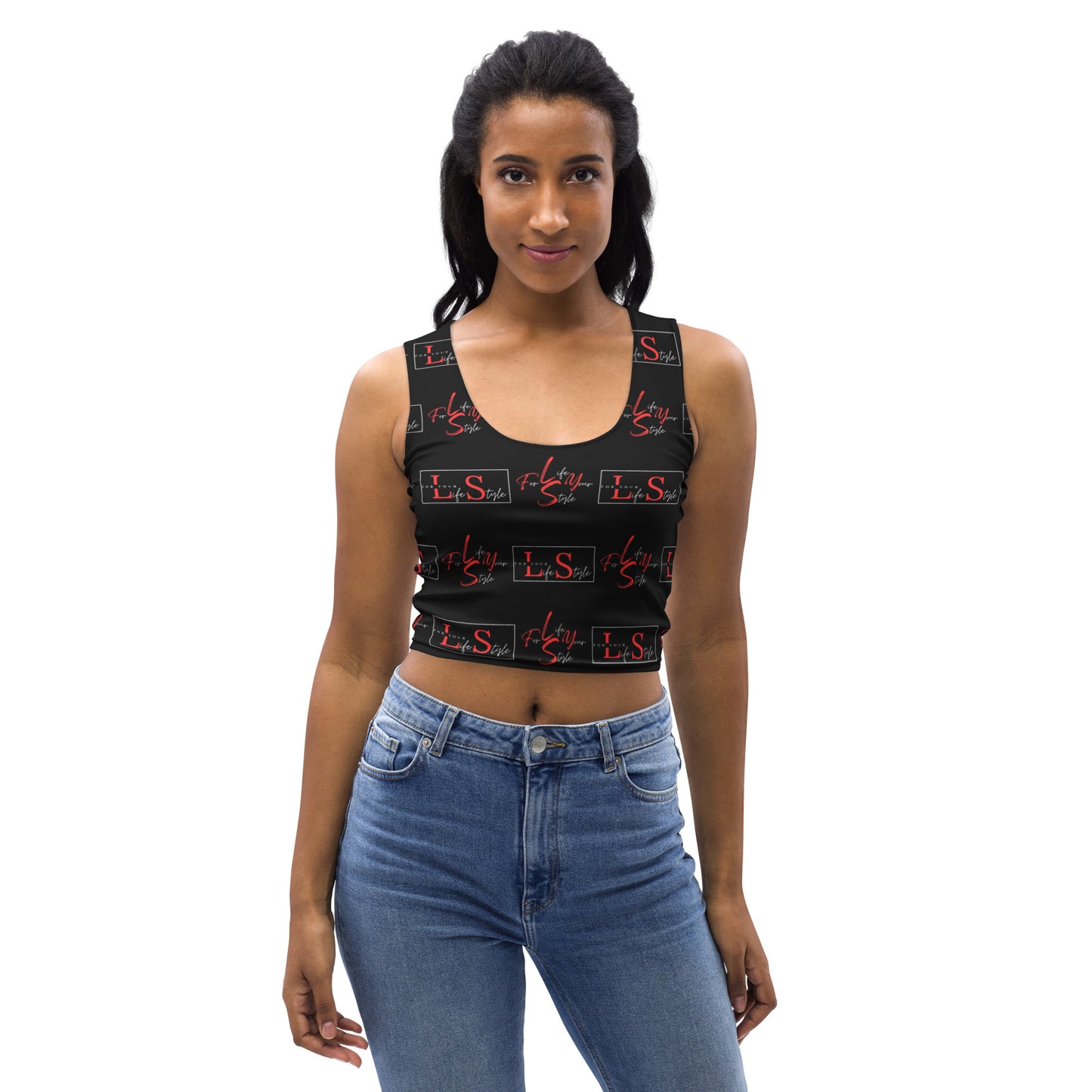 FYLS Black Repeat Crop Top