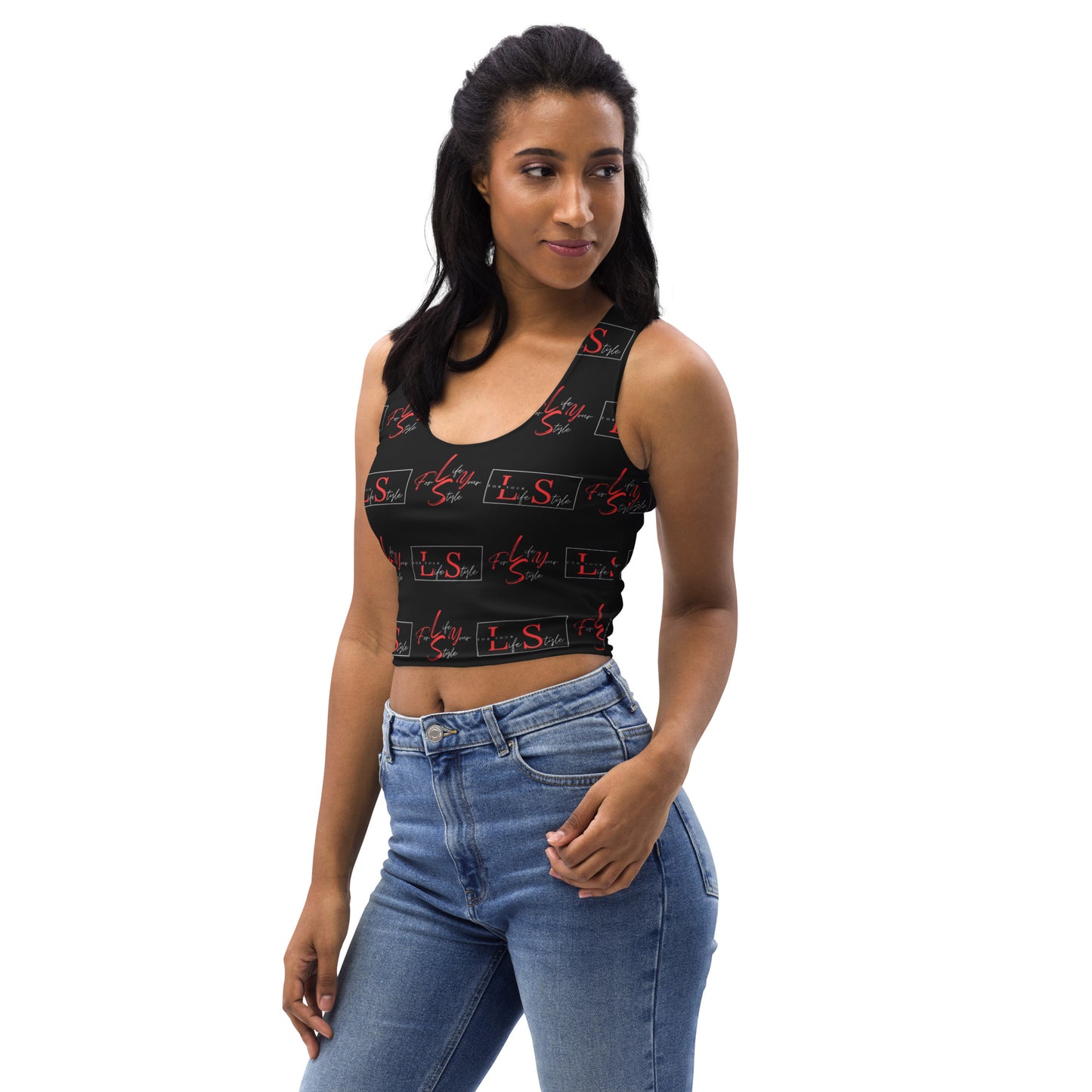 FYLS Black Repeat Crop Top