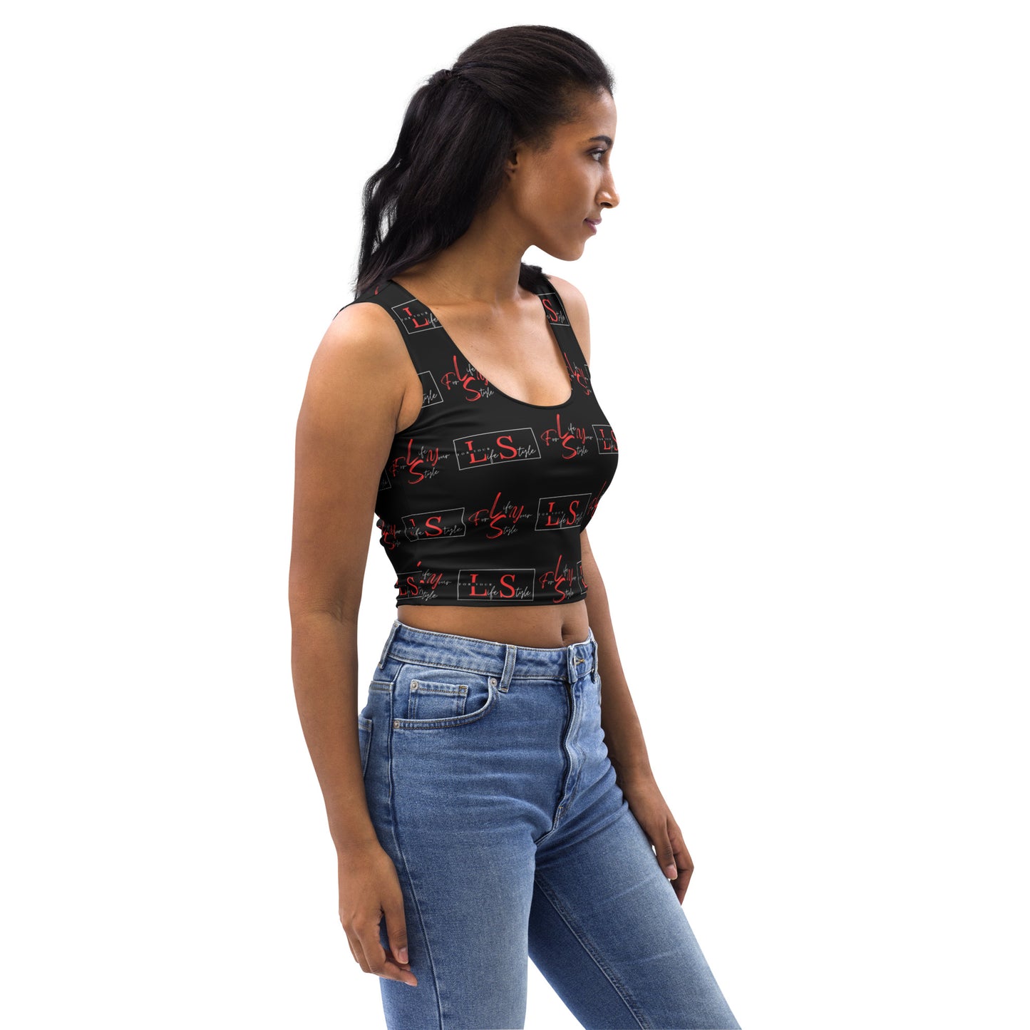 FYLS Black Repeat Crop Top