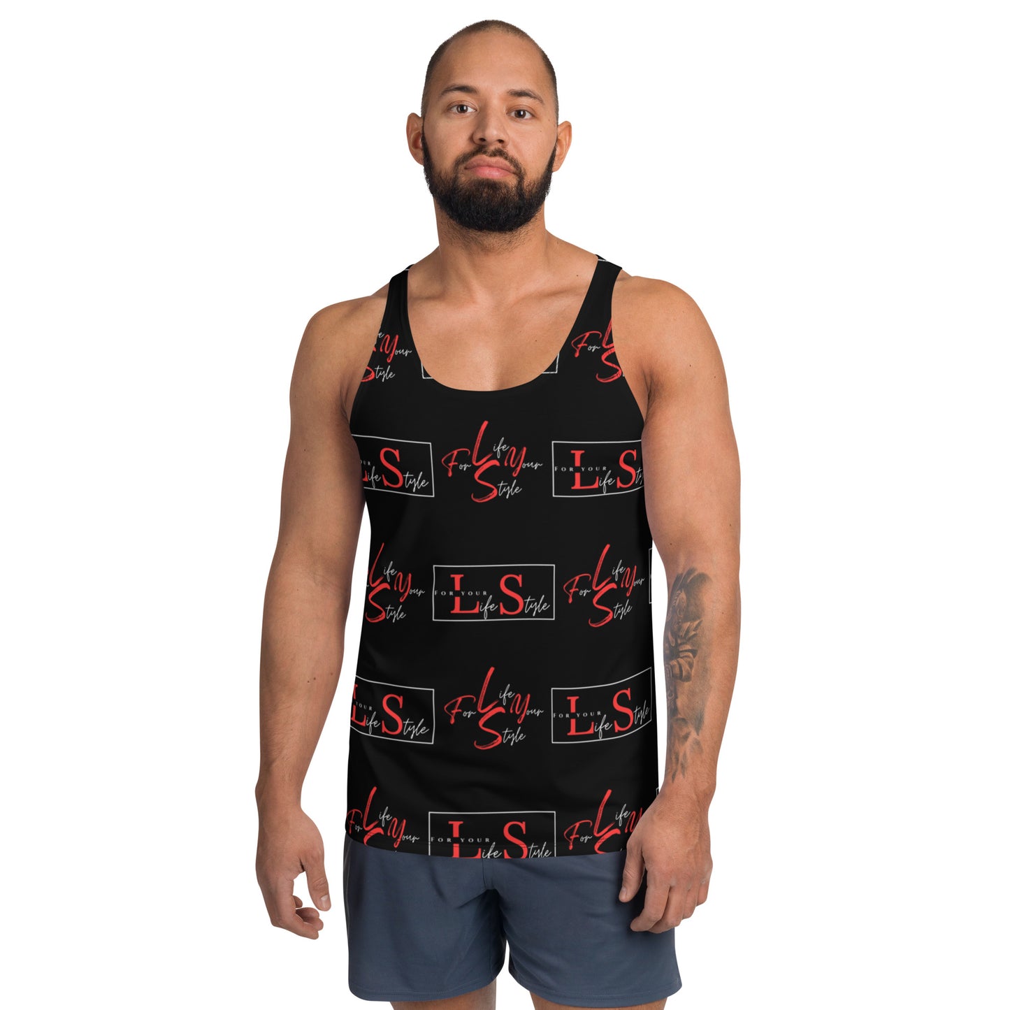 FYLS Unisex Black Repeat Tank Top