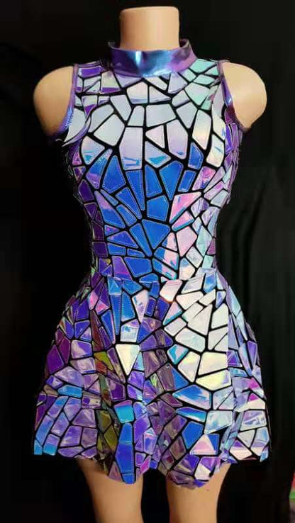 Sexy Reflective Metallic Piece Dress