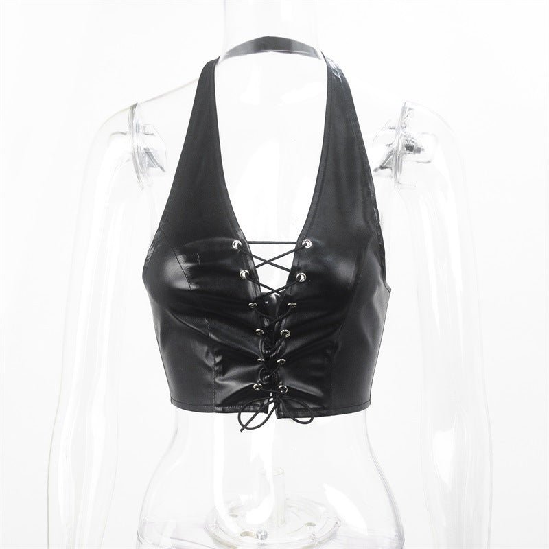Laced Up Leather Halter