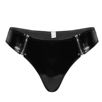 Patent Leather Zipper Thong