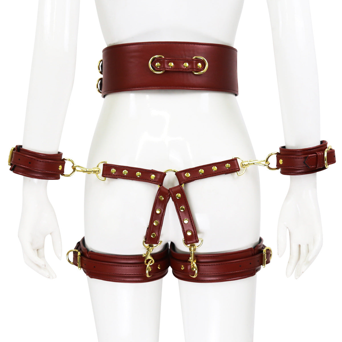 Leather Handcuffs Leg Harness